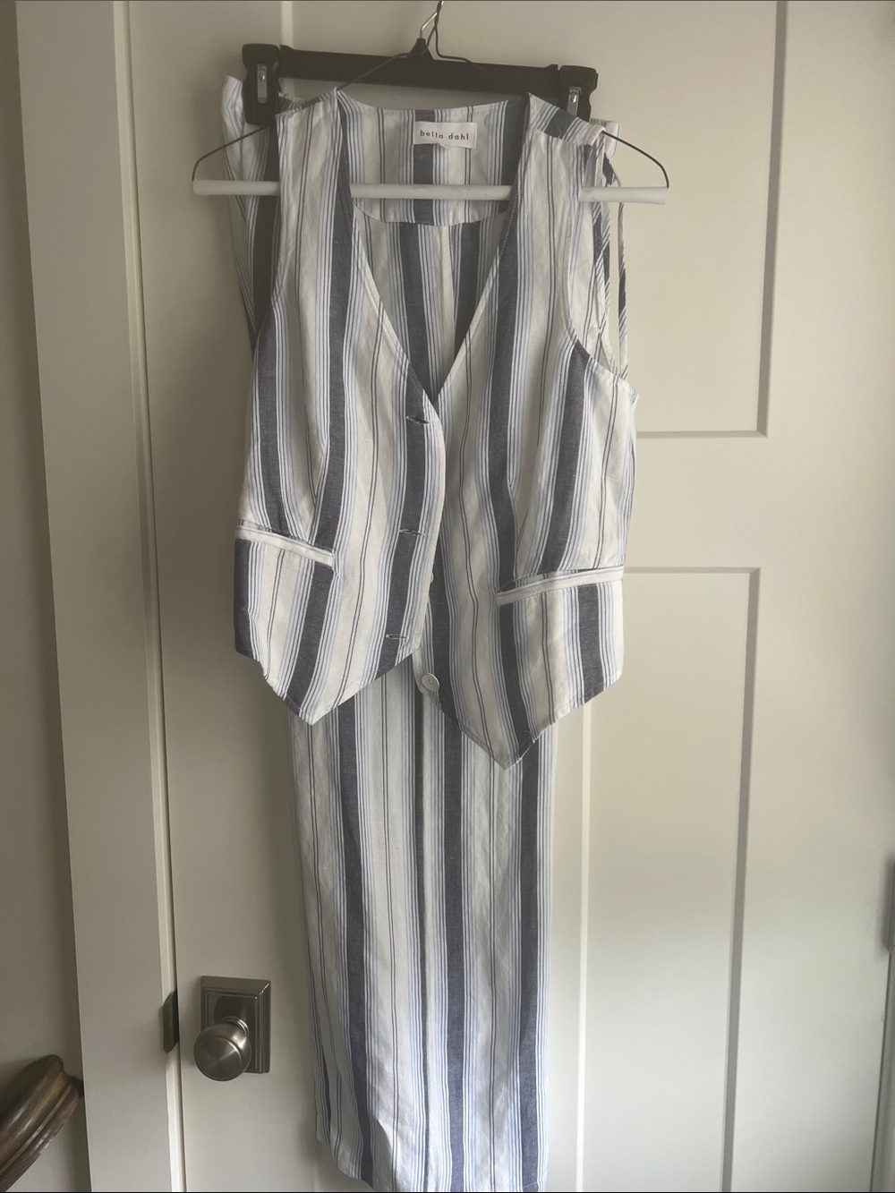 belle + dahl Striped Vest and Skirt Set in White and Blue